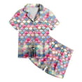 thumbnail image 1 of Ediodpoh Ensemble Décontracté pour Filles 2 Pcs Ensembles Pyjamas pour Enfants Imprimé Graphique Chemise à Manches Courtes à Boutons Shorts Ensemble de Pyjama Tenue pour Enfants Multicolore_024 6-7 Ans, 1 of 4