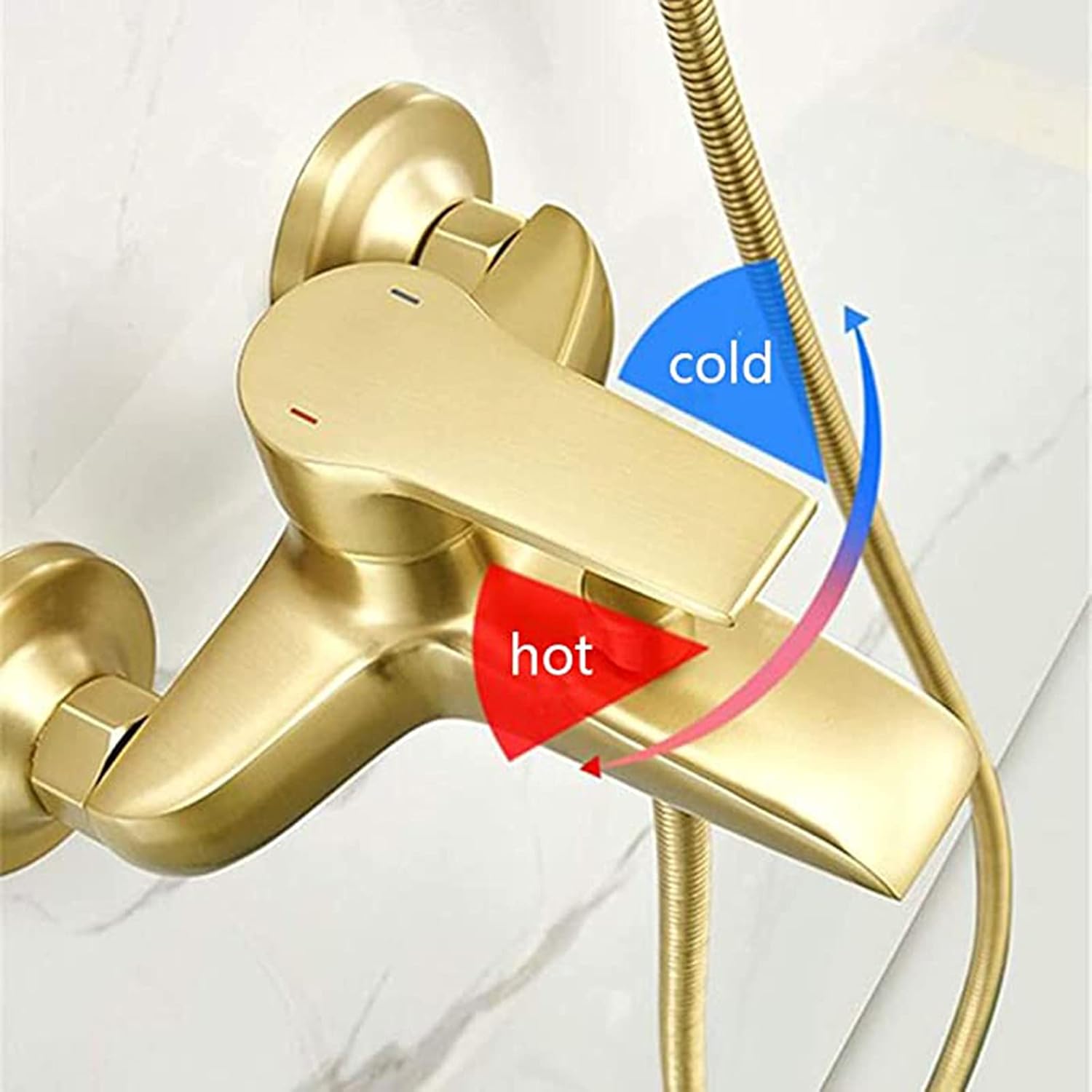 Double Functions Bathtub Faucet with 3 Functions Hand Held Shower Wall Mount Brushed Gold Shower Faucet Set Single Handle Tub Filler Faucet