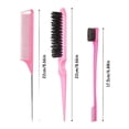 thumbnail image 1 of 3 Pcs Hair Styling Comb Set with Teasing Brush, Rat Tail Comb and Edge Brush for All Hair Types, 1 of 4