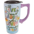 thumbnail image 1 of Taza de viaje de cerámica Spoontiques Live, Laugh, Love, 500 ml, 1 of 1