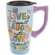 thumbnail image 1 of Taza de viaje de cerámica Spoontiques Live, Laugh, Love, 500 ml, 1 of 1