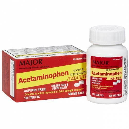 Major Acetaminophen Extra Strength Tablets 500mg 100CT