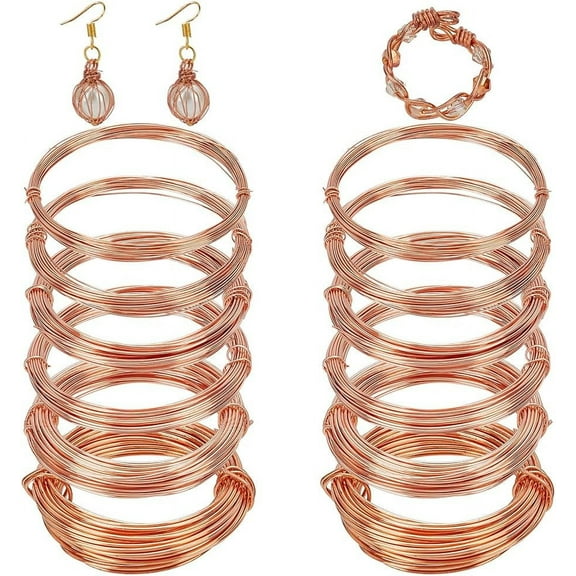 12 Rolls 196 Feet Dead Soft Copper Wire 18/20/22/24/26/28 Gauge Solid Bare Copper Wire for Jewelry Making Gem Wrapping 1set