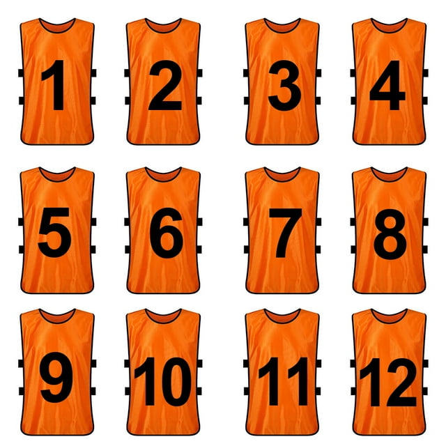 TOPTIE Ensembles de 12 Gilets d'Entraînement Vierges, Chasubles de Soccer