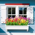 thumbnail image 6 of 12 Bundles Artificial Flowers for Outdoors, Faux Silk Violet with Eucalyptus Leaves Fake Greenery Plants for Porch Patio Home Yard Garden Window Box Pot Planters (6 Mix Color), 6 of 6