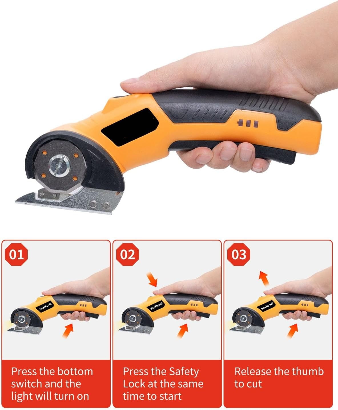 Cordless Electric Scissors with Safety Lock, 4V 320RPM Fabric & Cardboard Cutter, 1500mAh for Leather Paper Craft