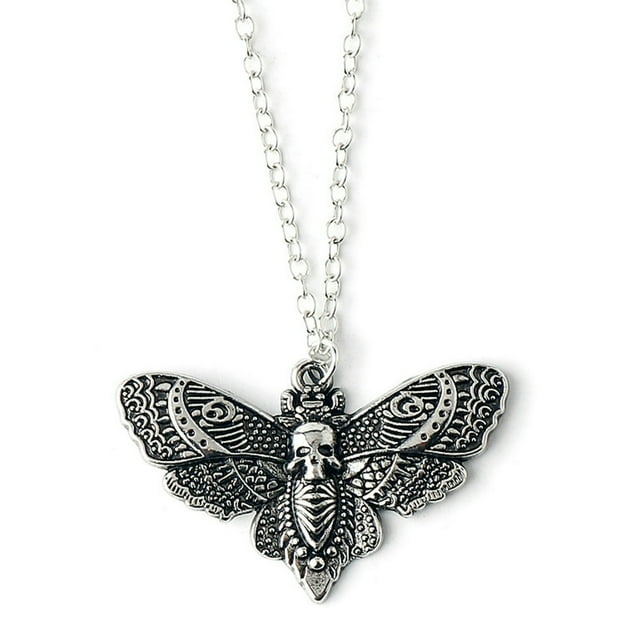 Skull Gothic Butterfly Pendant Necklace Rock Emo Goth Silver Color Chain Necklace