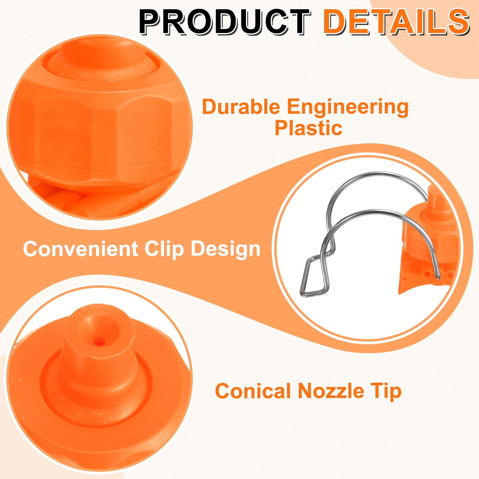 10Pack 65 Degree Spray Nozzle with Clip Fit 63mm/2.5" Hose, 1.12m³/h