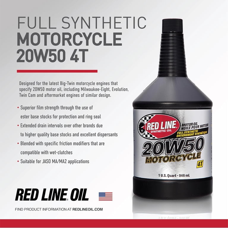 Red Line 42504 20W50 Motorcycle Oil Synthetic - 1 Quart - Walmart.com