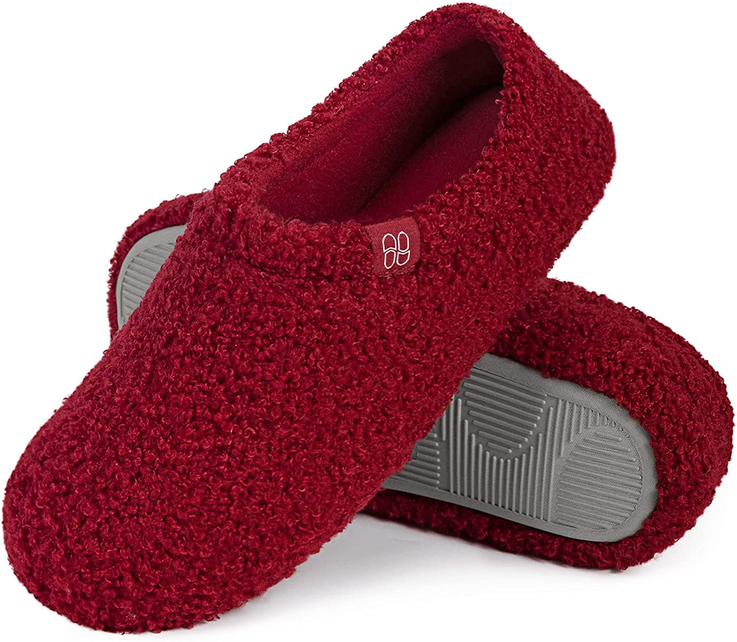 HomeTop Women's Fuzzy Curly Fur Memory Foam Loafer Slippers with Polar