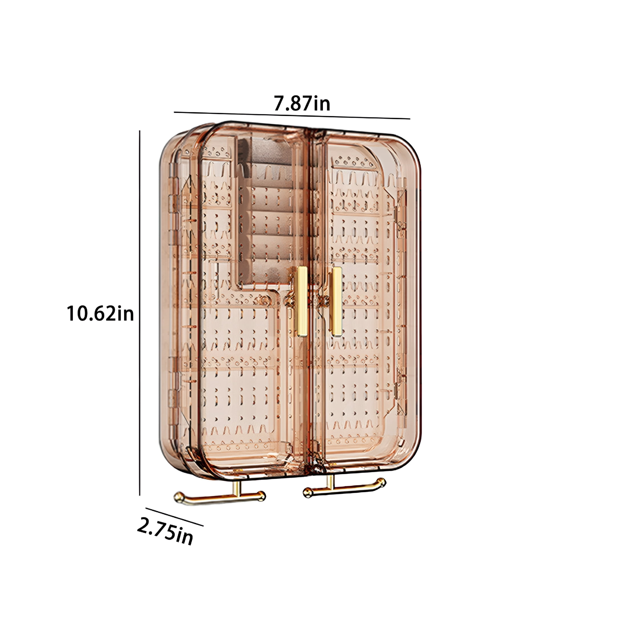 XIBUFE Wall Mounted Jewelry Organizer Hanging Box | Transparent Necklace Holder | Earring and Ring Storage Rack | No Punching | Decorative Display for Home