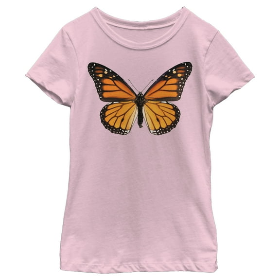 Girl's Lost Gods Monarch Butterfly Portrait Graphic Tee Light Pink Large