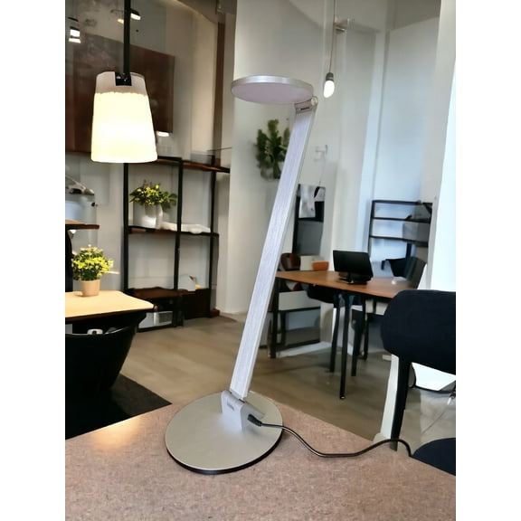 Tensor Slim Line O LED Foldable LED Desk Lamp, 900 Lm, 12W, 18" Hinged Arm, Silver Aluminum Finish 10C-012