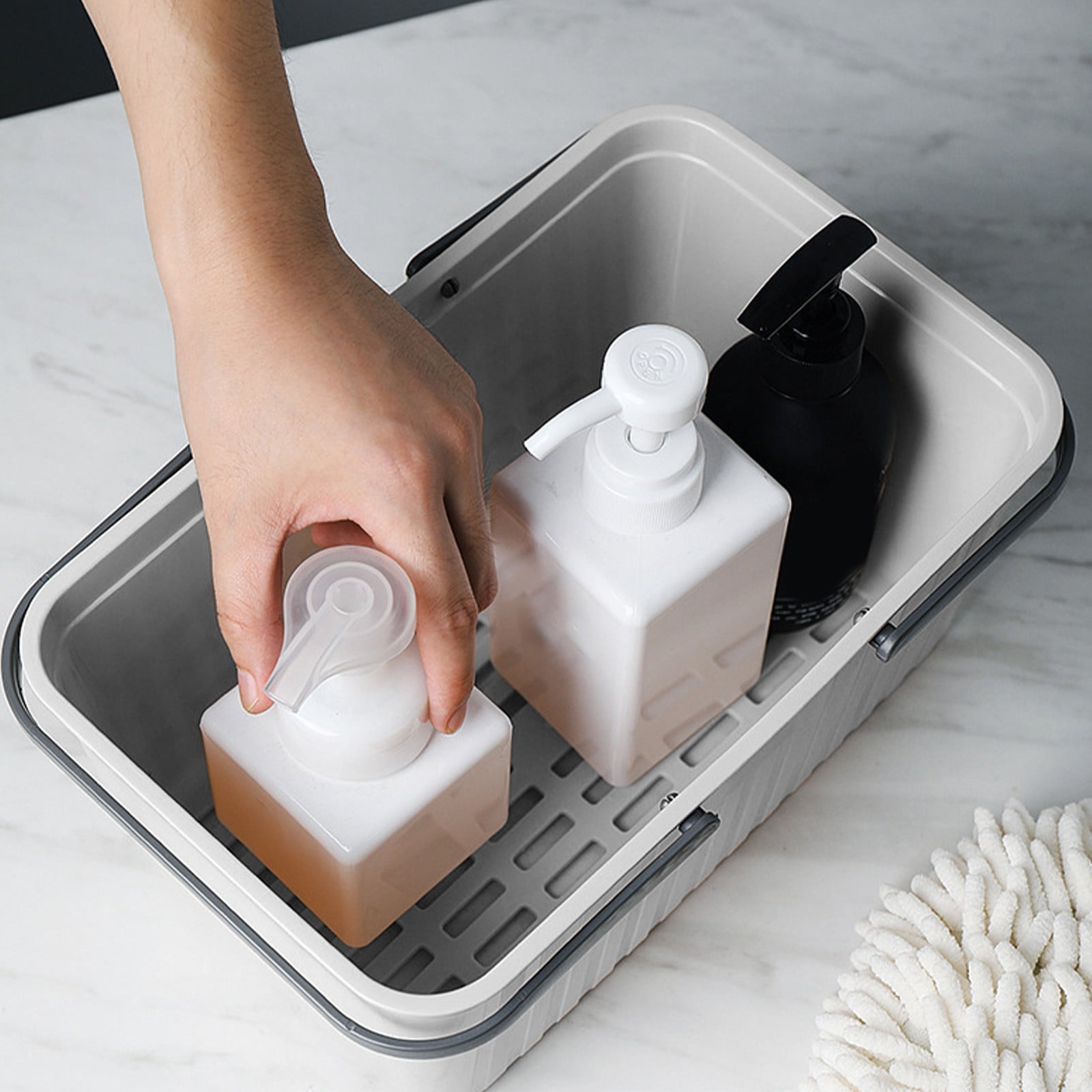 Cesta De Baño Transparente Con Asa - Organizador Con Agujeros De Drenaje, Para Artículos De Tocador