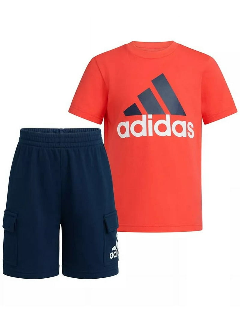 【CALIFORNIA SPORTSWEAR】TEE＆SHORTS SET UP Adidas Boys Orange & Navy Adidas T-Shirt & Shorts Set