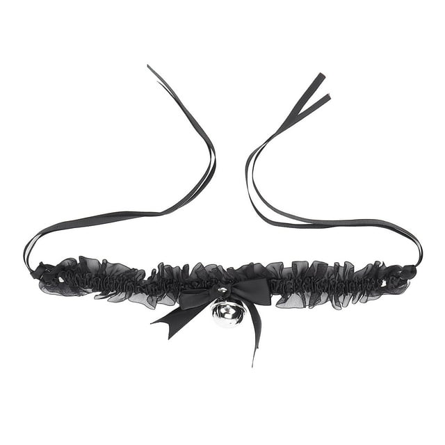 Collier ras du cou avec nœud et cloche, style rétro, mignon et cosplay, pour femmes et filles, noir