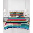 thumbnail image 3 of Colorful Striped Twin XL Size Down Alternative Comforter, Lightweight Comforter Quilt Bedding Set with Pillow Shams Modern Abstract Art Retro All Seasons Bed Comforter Duvet Insert 68"x98", 3 of 7