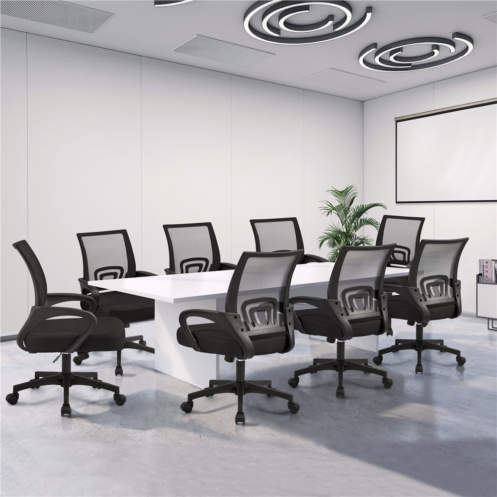 Alden Design Adjustable Mesh Swivel Office Chair with Armrest, Set of 2, Black