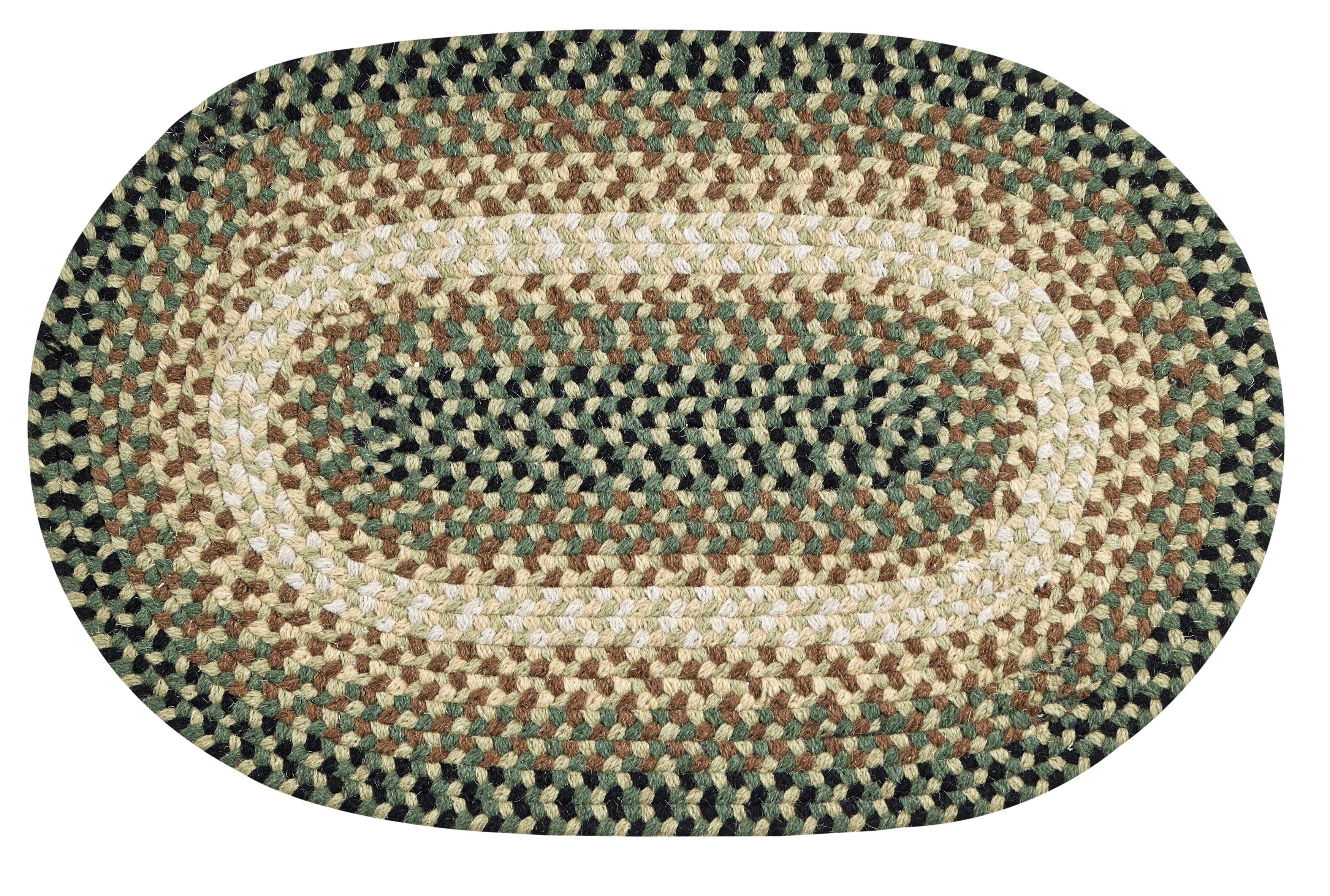 Better Trends Oval Braided Rug 42"x 46" 100% Wool Mat for Indoor Use, Area Rug for Bedroom Woodbridge Collection - (Green)