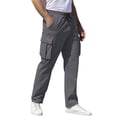 thumbnail image 2 of New Cargo Pants Mens Multi-Pockets Workwear SweatPants Outdoor Casual Straight Trousers Summer Lightweight Versatile Street Pant Light Gray 2XL, 2 of 4