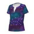 thumbnail image 2 of Naloa Purple and Green Glitter Print T-Shirts Short Sleeve V Neck Tees for Women Fashion Tops Trendy Lightweight Soft Casual Summer Outfits Clothes, 2 of 5