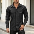 thumbnail image 4 of Cmfcve Button Down Shirts for Men Long Sleeve Solid Office Work Tops Lapel Collar Casual Loose Fit Classic Shirts, 4 of 7