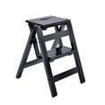 thumbnail image 1 of Folding Step Stool Step Ladder 3 Tier, Multi-Functional Folding Solid Wood Ladder Stool, Step Stool Household Muliti-Color Step Ladder Stool for Household and Office 330lbs,Black,2step, 1 of 15