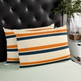 thumbnail image 4 of Orange Blue Stripe Throw Pillow Cover 20 x 26 Inch Decorative Pillow Cover Minimalist Farmhouse Stripes Lumbar Pillowcase Seasonal Rectangle Cushion Case for Couch Sofa Bed Living Room, 4 of 7