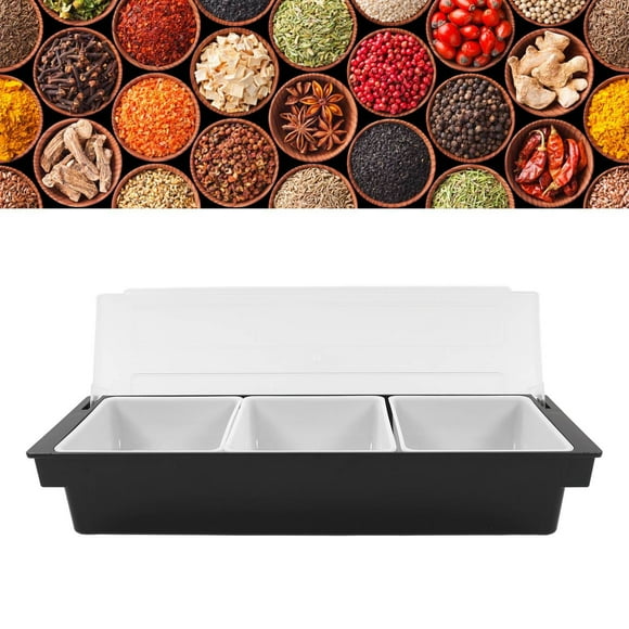 Seasoning Organizer Kitchen Seasoning Box, Kitchen Seasoning Spice Box Box, Easy To Black Storage Role Kitchen Seasoning Spice Box for Restaurants 5 Grids