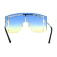 thumbnail image 4 of Oversize Wrap Shield Rimless 80s Funky Sunglasses Gold Blue Yellow, 4 of 4