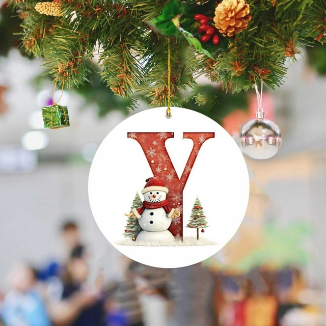 Christmas 2024 Ornament with Letter, Custom Name Christmas Ornament Gifts for Sister Brother, Personalized Alphabet Keepsake Hanging Xmas Tree, Customized Initial Letter Xmas Ornament Present