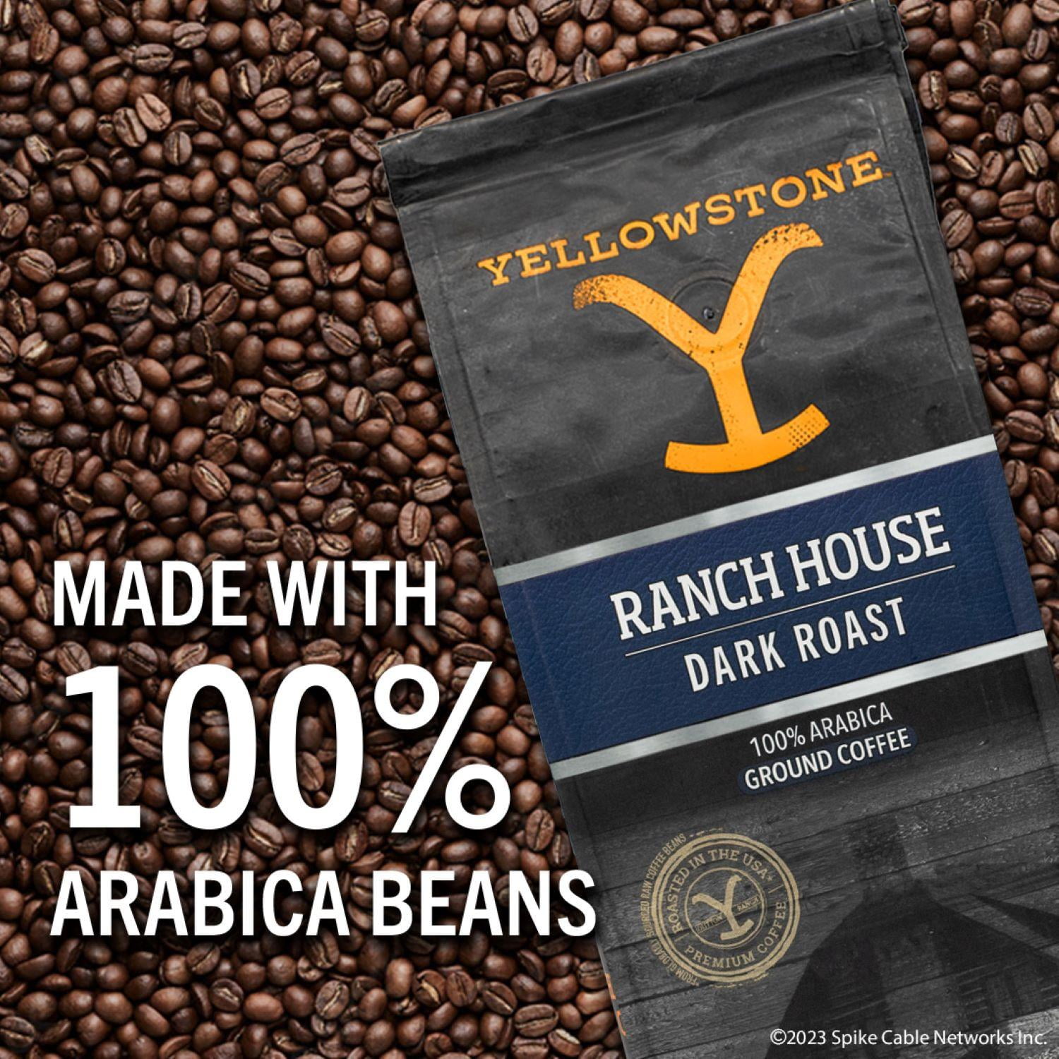 Yellowstone Ranch House Dark Roast Ground Coffee 12 oz, 3 Pack