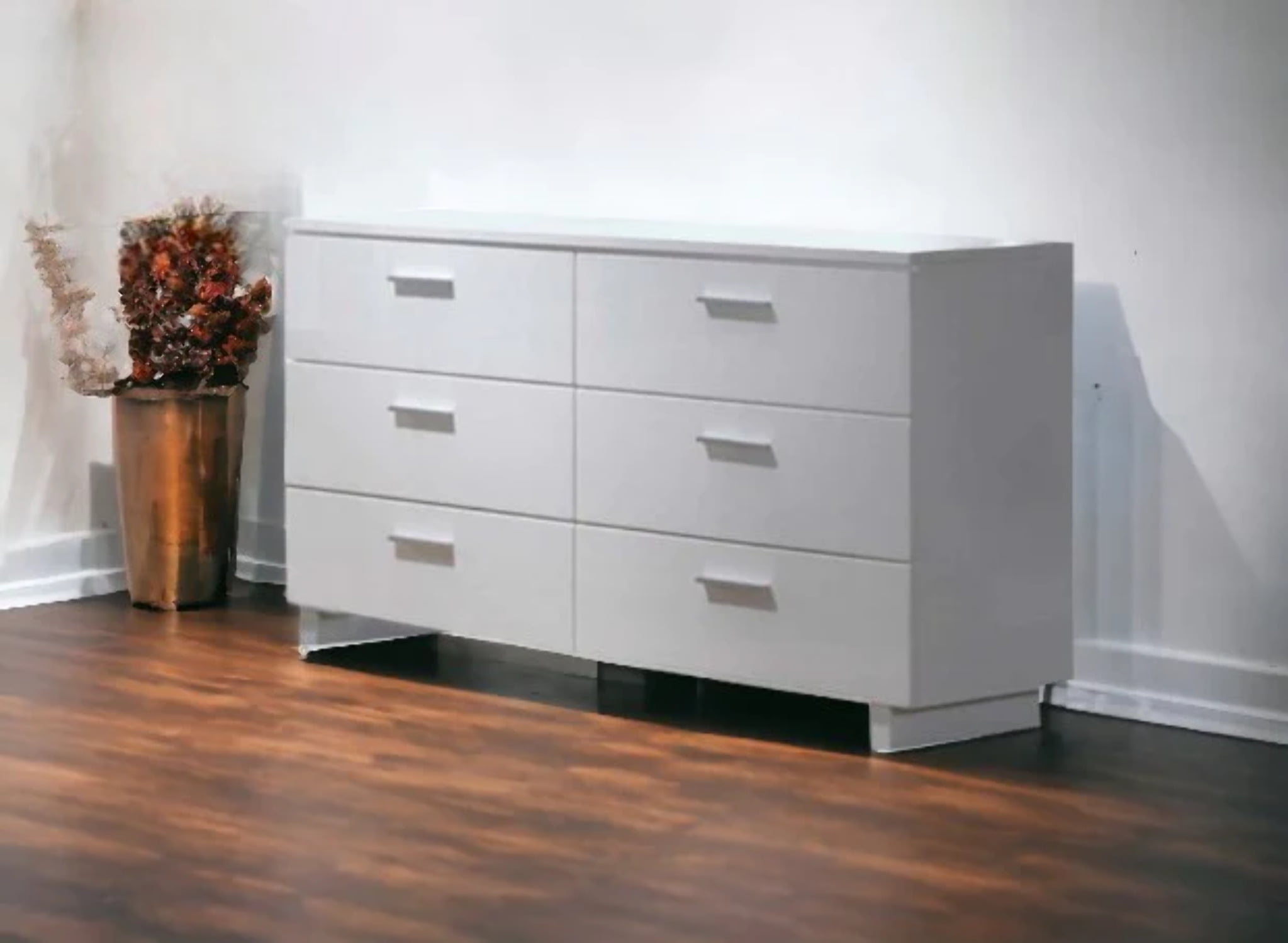 63 White Six Drawer Double Dresser