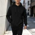 thumbnail image 6 of Fleece Hoodie Mens Plain Long Sleeve Hooded Sweatshirt Casual Basic Essential Drawstring Pullover Hoodie With Pocket Black M, 6 of 6