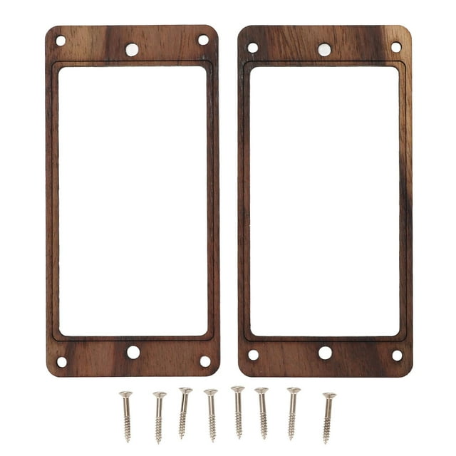 2 Pcs Electric Guitar Pickup Rings 2 Coils Rosewood Flat Frame Mounting with 8 Screws