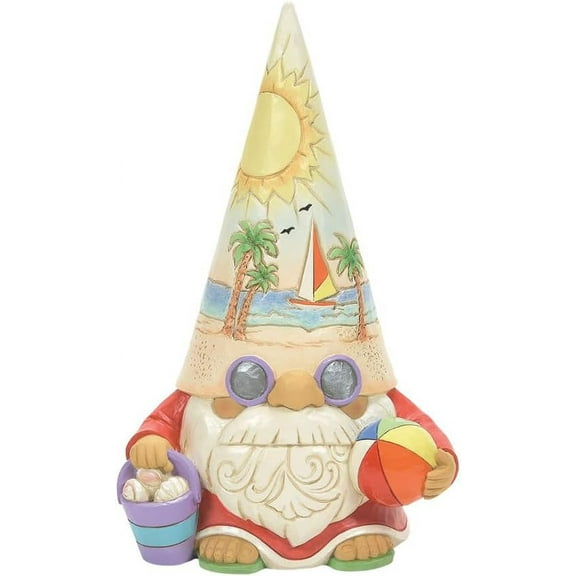 Jim Shore 7.25 Inch Time For A Shell-Ebration! Resin Coastal Gnome Beachball 6012797