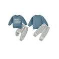 thumbnail image 3 of Loicainy Toddler Kids Boy Spring Fall Clothes Set 12 18 24 Months 2T 3T 4T 5T Letter Print Long Sleeve Round Neck Sweatshirt with Solid Color Pants 2Pcs Outfits, 3 of 10