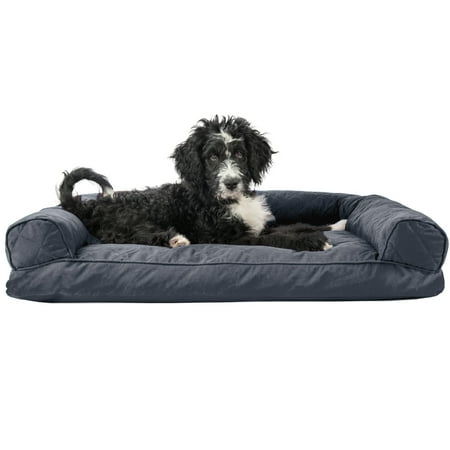 UPC: 0842229125931 | FurHaven Pet Dog Bed | Quilted Pillow Sofa Pet Bed for Dogs & Cats Iron Gray Large