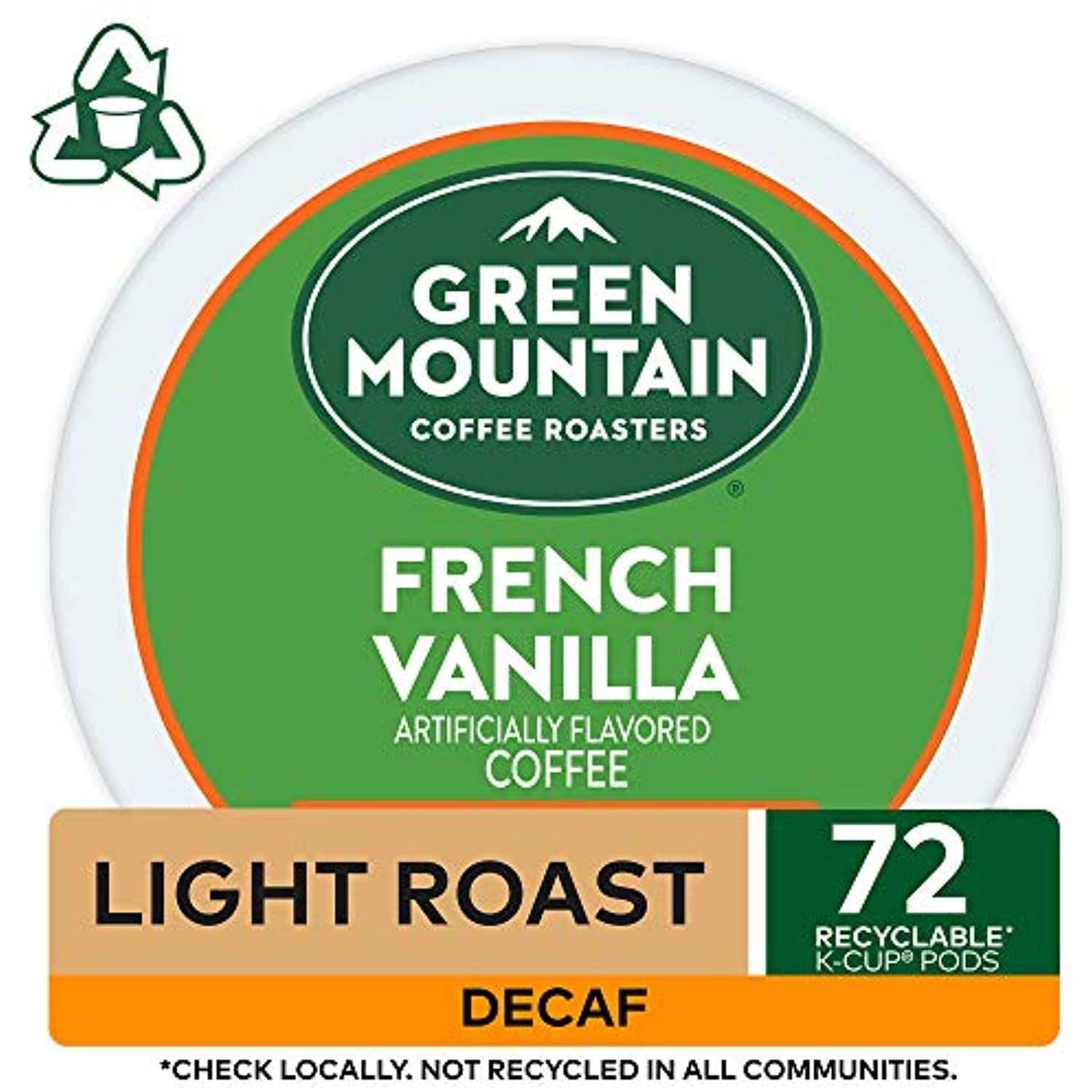 Green Mountain Coffee Roasters French Vanilla Decaf, Single-Serve Keurig K-Cup Pods, Flavored Light Roast Coffee, 72 Count