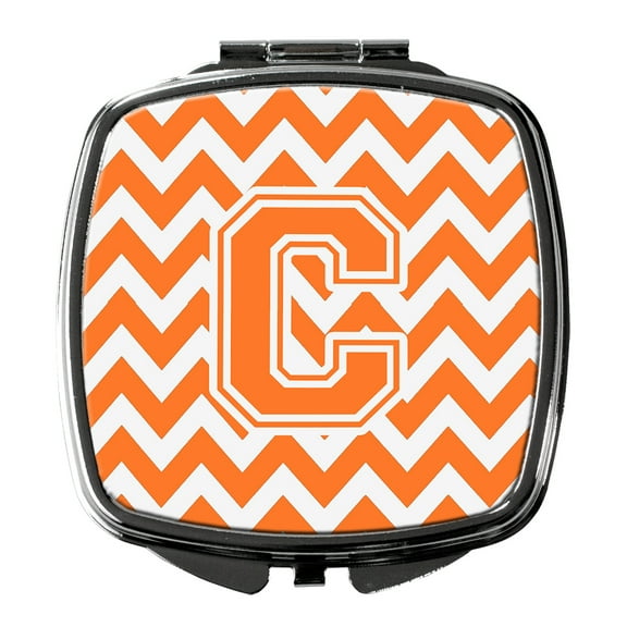 Letter C Chevron Orange and White Compact Mirror CJ1046-CSCM