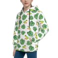thumbnail image 2 of KLL Unisex Kids Boys Girls Hooded Pocket Pullover Hoodies-Frogs And Tropical Leaves, 2 of 5