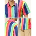 thumbnail image 6 of MODA NOVA Big & Tall Men's Summer Vertical Stripe Print Button Down Shirt Multicolor Pink XLT, 6 of 6