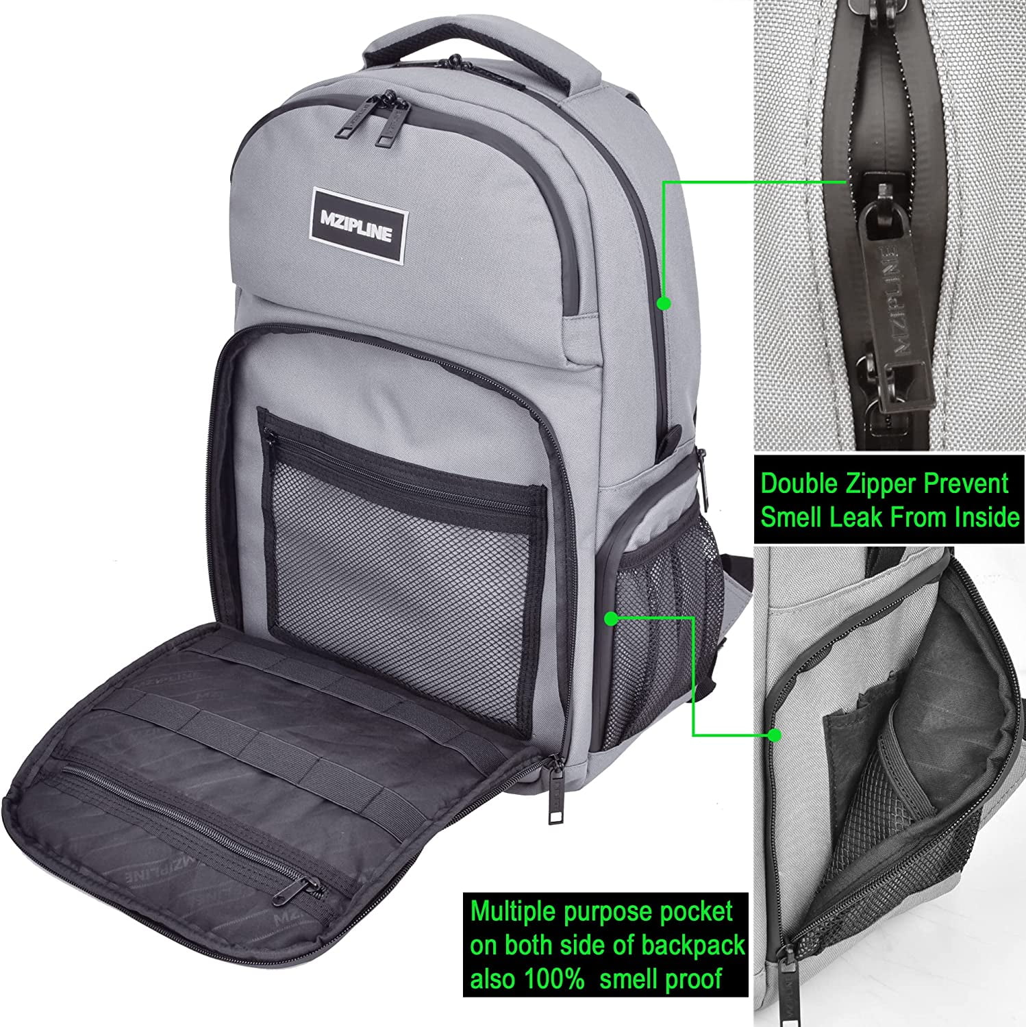 ください MZIPLINE Large Backpack BagSmell ProofWith Combination Lock