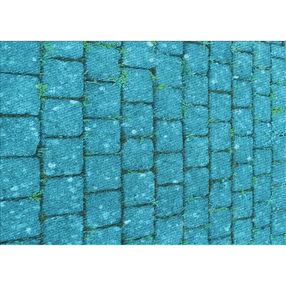 Ahgly Company Machine Washable Indoor Rectangle Transitional Bright Turquoise Blue Area Rugs, 2' x 3'