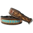 thumbnail image 3 of Medium 17''- 21''  Padded Leather Hand Crafted Tooled Dog Collar 60FK51, 3 of 4