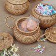 thumbnail image 3 of Rattan Round Basket with Lid, Rattan Storage Basket with Lid, Bread Food Basket Fruit Snacks Basket, 3 of 5
