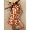 thumbnail image 4 of Yesfashion Summer Long Skirt Casual Loose Shirt Neck Short Sleeve Printed  Dress Loose Dresses, 4 of 8
