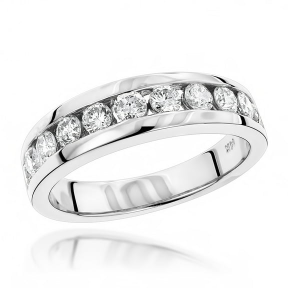 Ladies 14K Womens Natural 1.1 Ctw Diamond Wedding Dainty Ring (White Gold Size 7.5)