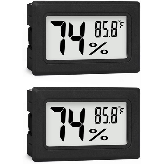 2 Pack Mini Digital Hygrometer Indoor Outdoor Thermometer Hygrometer LCD Temperature Humidity Meter Gauge for Cigar Humidor, Guitar, Garden