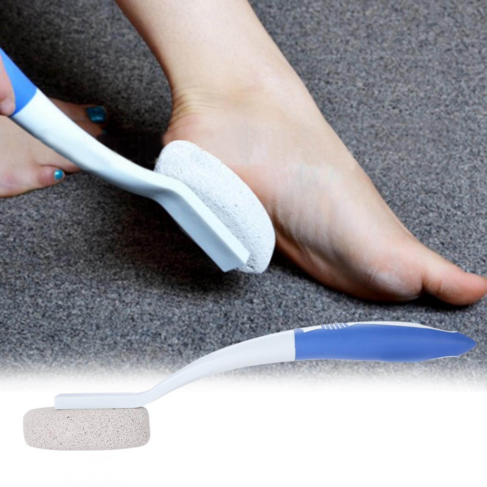 Kritne Exfoliating Foot Cleaner, Pumice Scrub Exfoliating Cleaner,Long Handle Remove Dead Skin Cutin Foot Brush with Scrubbing Pumice Stone Foot Massage Cleaner